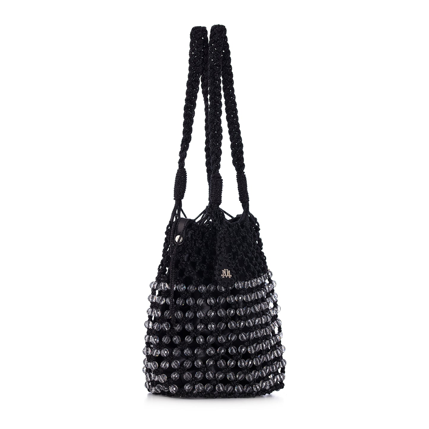 STELLA IN BLACK MACRAME BEADED BAG