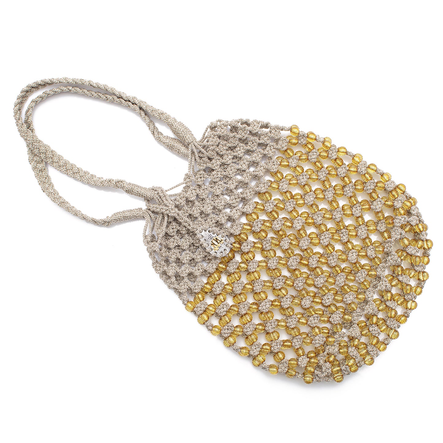 STELLA IN GOLD MACRAME BEADED BAG