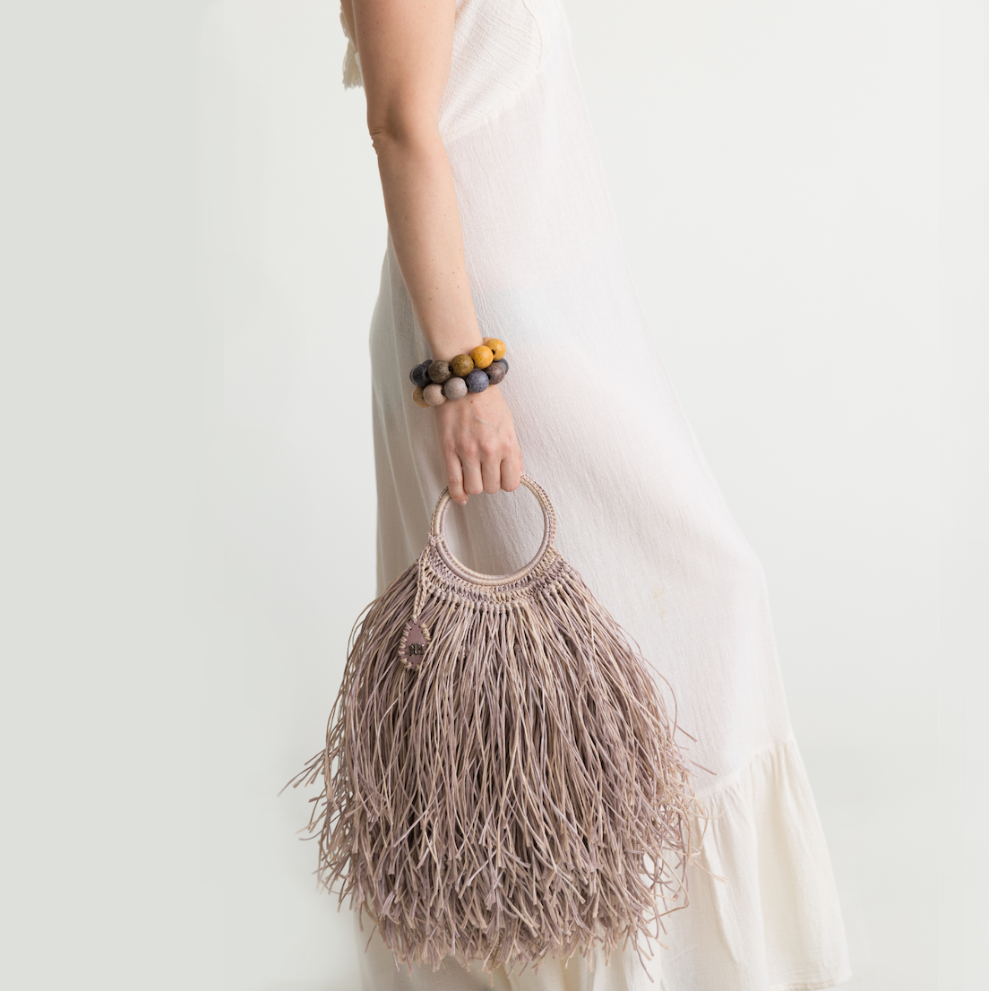 IVY IN NATURAL FRINGE BAG