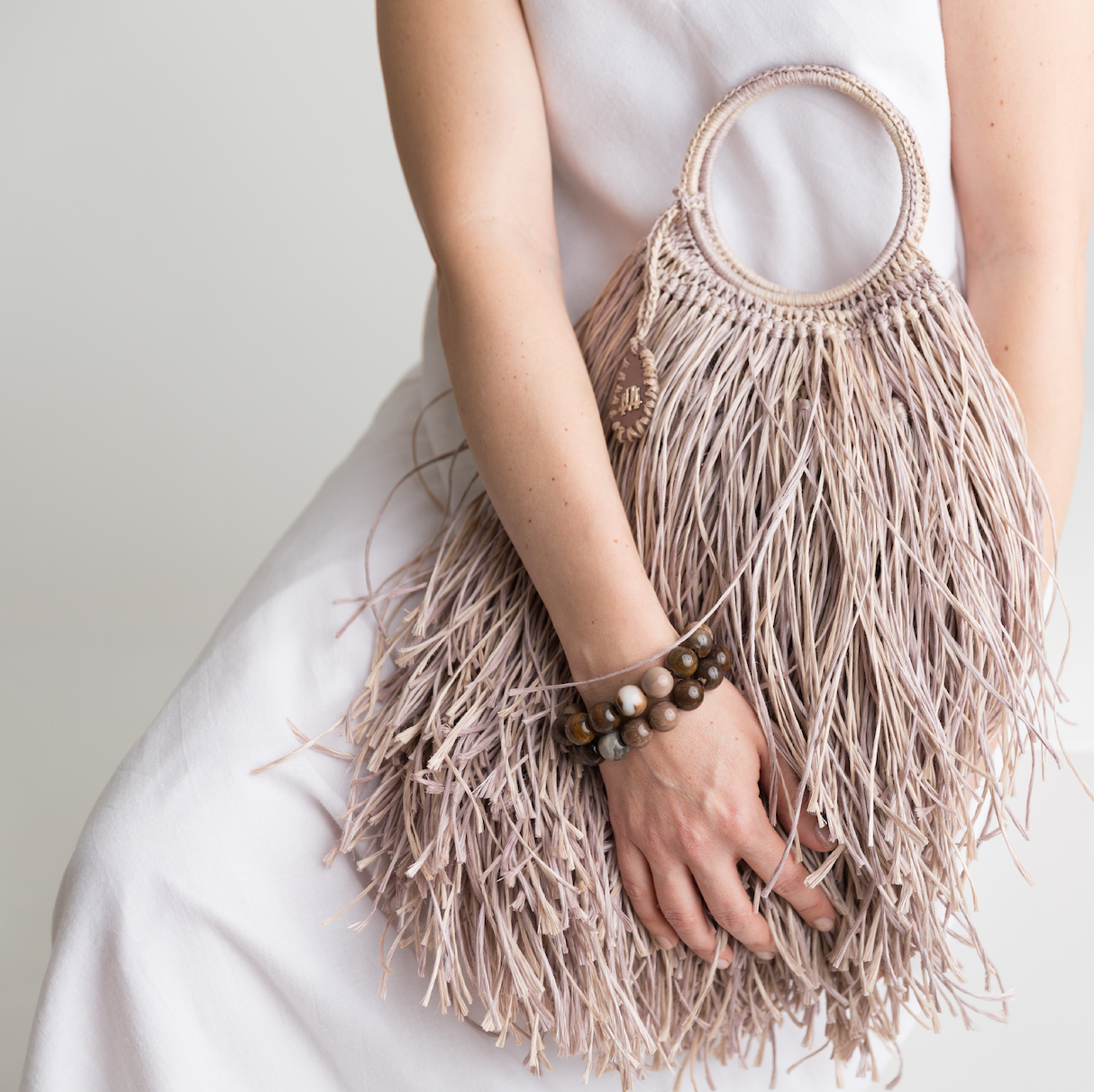 IVY IN NATURAL FRINGE BAG