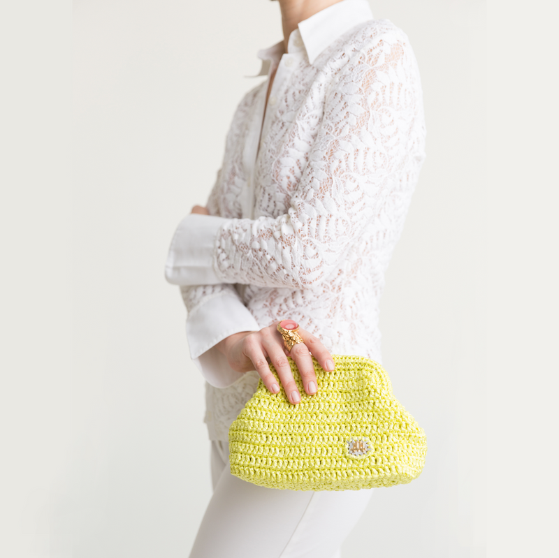 CAMILLE IN LIME GREEN RAFFIA